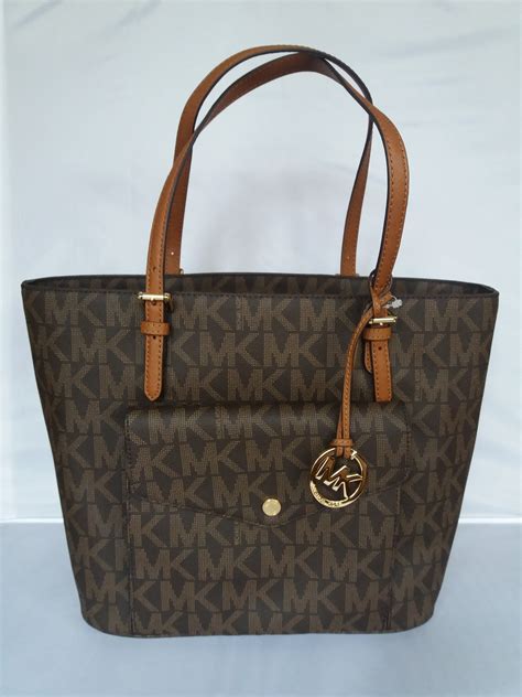 michael kors 35s6gttt3b|Michael kors Jet Set Item 35S6GTTT3B Brown LG PKT MF Tote .